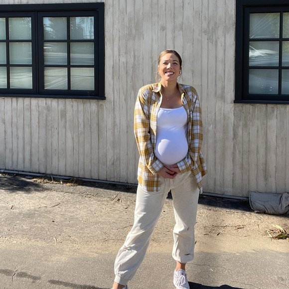 🖤3FOR30! Pinkblush Plaid Button Down Shirt in Tan and White - Picture 2 of 3